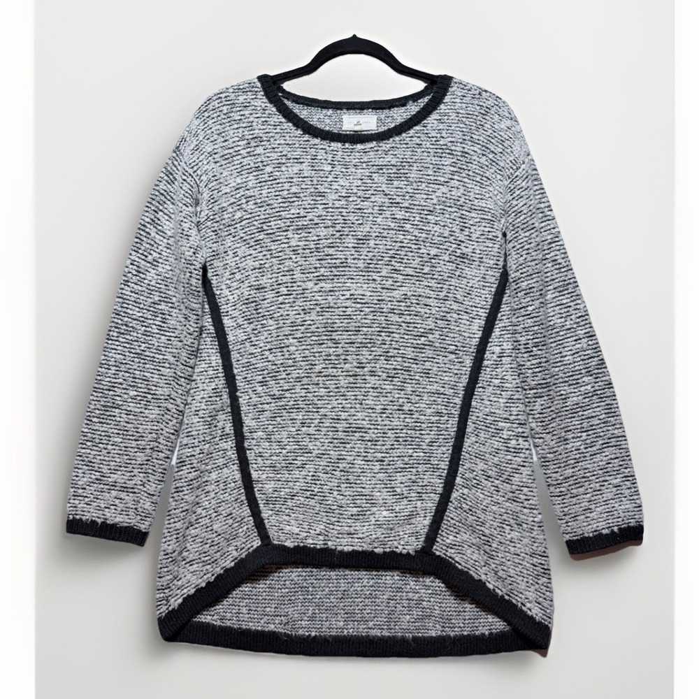Lou & Grey Sweater‎ Women Small Black White Marled Boucle High Low Tunic Knit